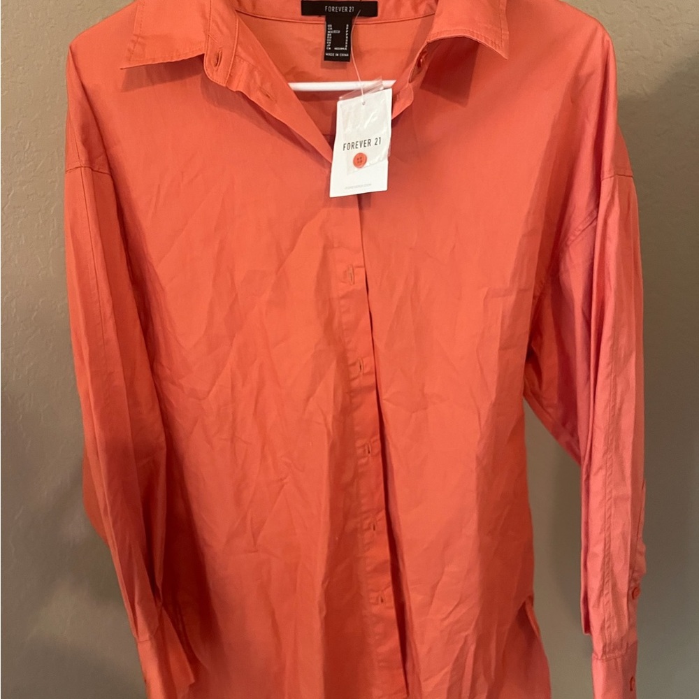 Forever 21 Vibrant Orange Button Up